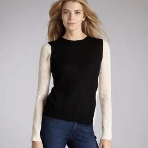 A.L.C. Gerry Black & White Colorblock Two Tone 100% Wool Gauze Sweater